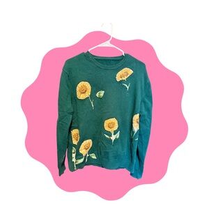 Floral Green Women's Sweater